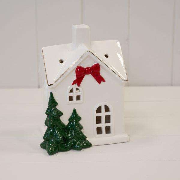 Large Christmas Home with Red Bow