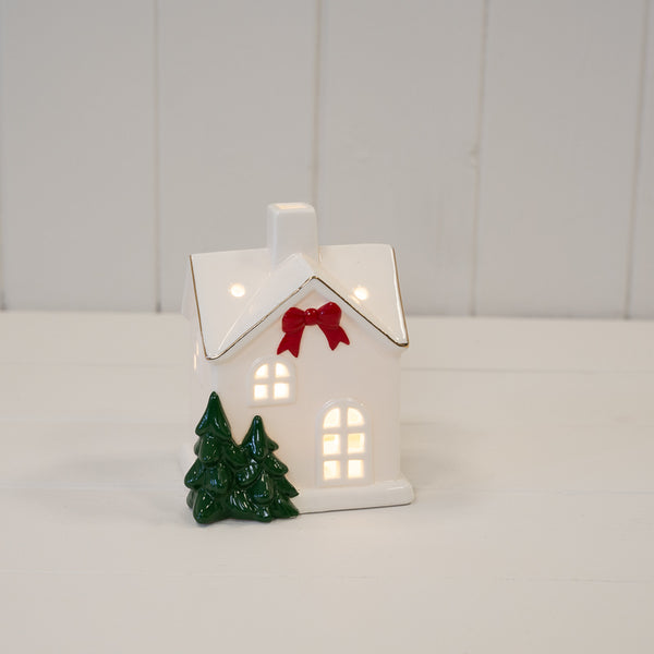 Medium Christmas Home with Red Bow