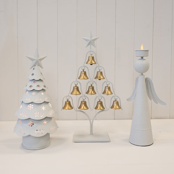 Off White Metal Christmas Tree