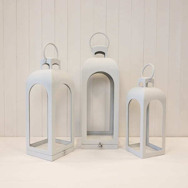 Off White Metal Open Faced Lantern Small
