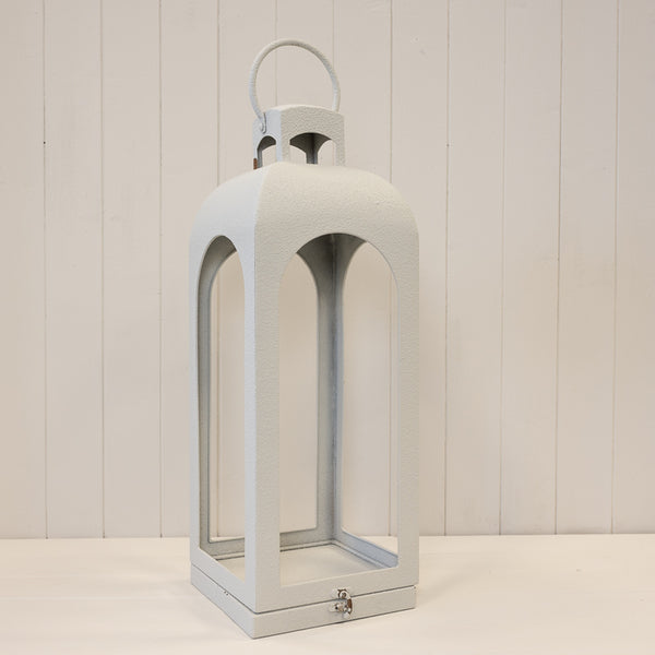 Off White Metal Open Faced Lantern Large