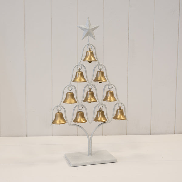 Off White Christmas Tree with Brushed Gold Bells
