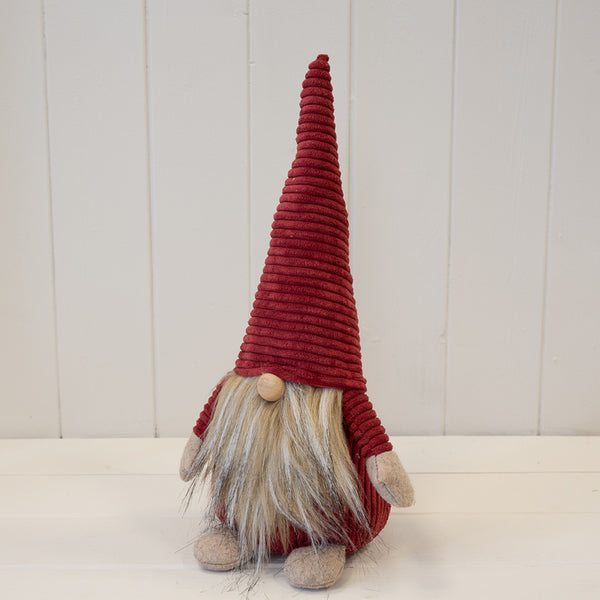 Red fabric Santa gonk with tall pointed hat and long beard