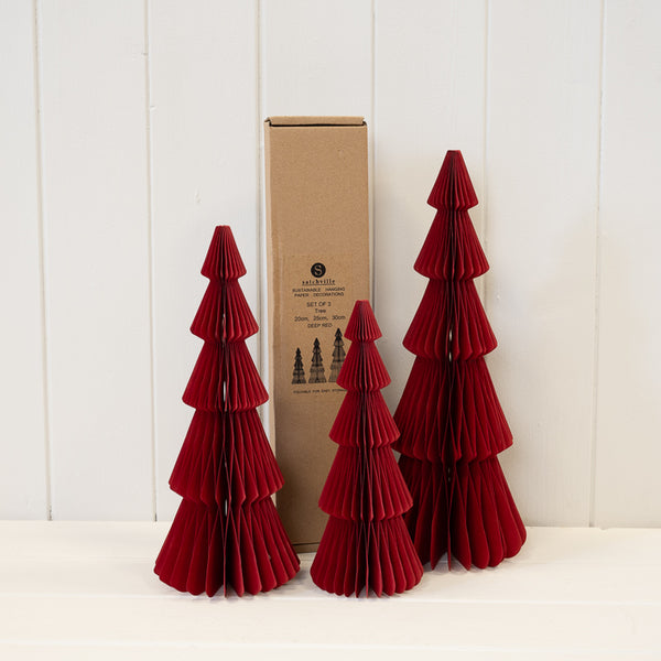 Set of 3 Red Standing Trees