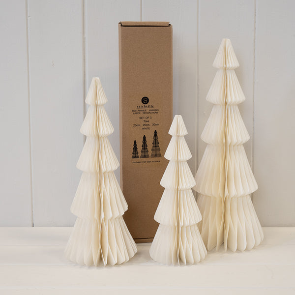 Set of 3 White Standing Trees