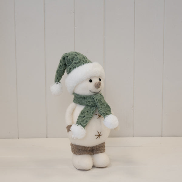 Felt Sage and White Standing Snowman