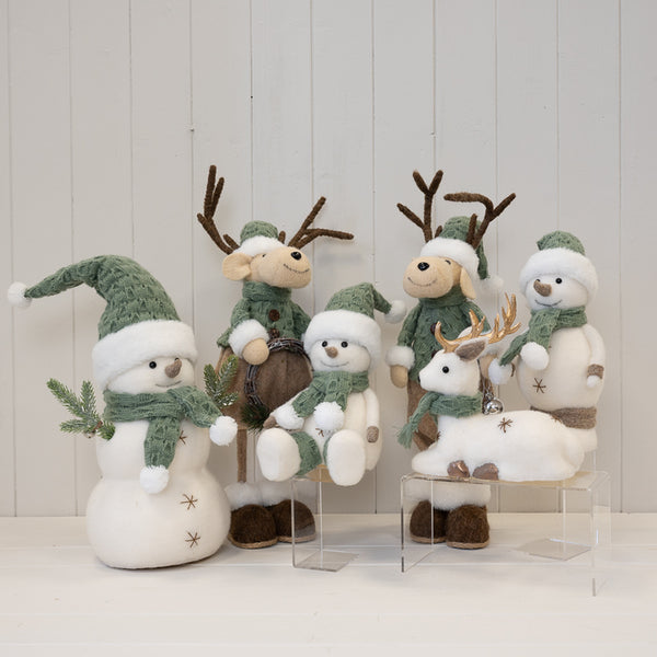 Felt Sage and White Standing Snowman