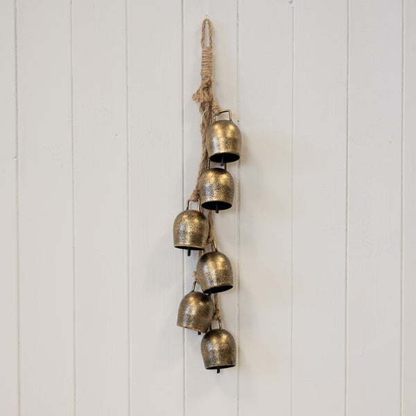 Metal Gold 6 Cowbell Hanging Garland