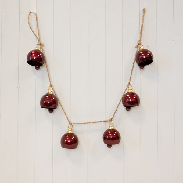 Deep Red 6-Bell Metal Garland