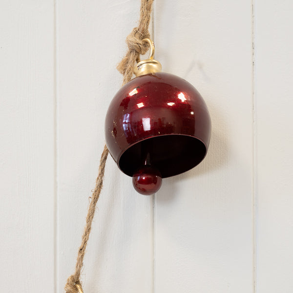 Deep Red 6-Bell Metal Garland