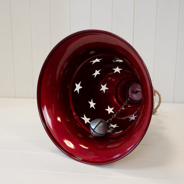 Large Glossy Red Metal Bell with Cut-Out Detail