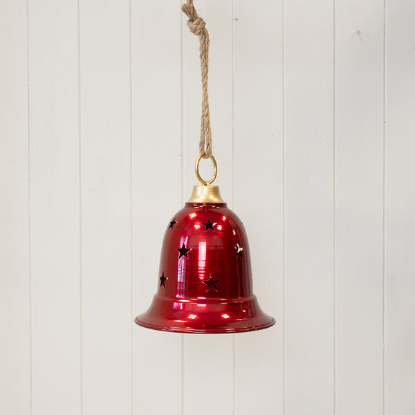 Small Glossy Red Metal Bell with Cut-Out Detail