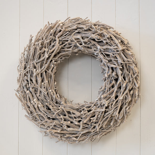 Root Branch Wreath Whitewash 45cm