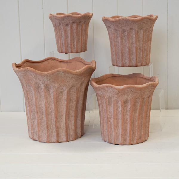 Terracotta Fluted Stoneware Pot