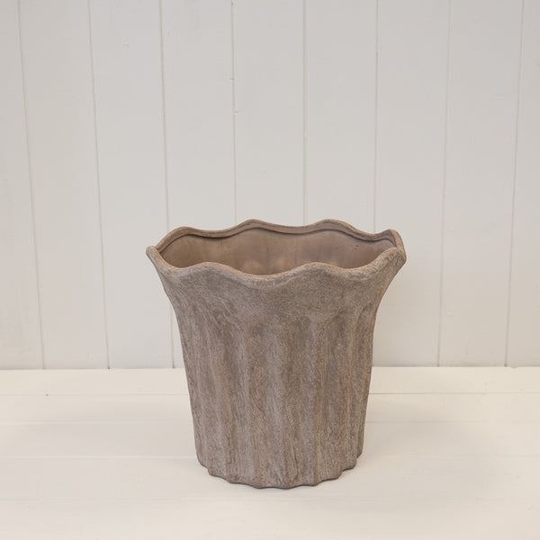 Brown Fluted Stoneware Pot