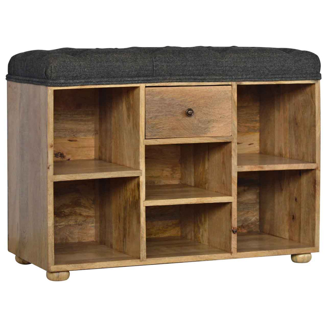 Black Tweed 1 Drawer Bench - Smiddy Furniture