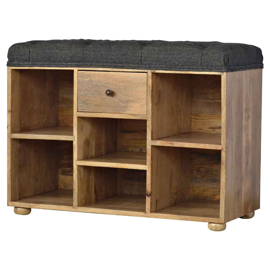 Black Tweed 1 Drawer Bench - Smiddy Furniture
