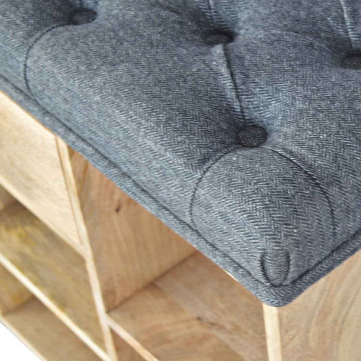Black Tweed 1 Drawer Bench - Smiddy Furniture