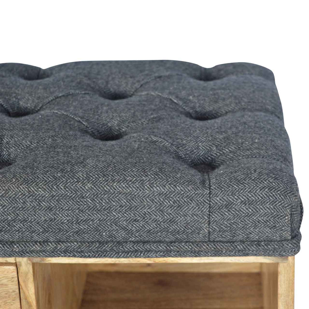 Black Tweed 1 Drawer Bench - Smiddy Furniture