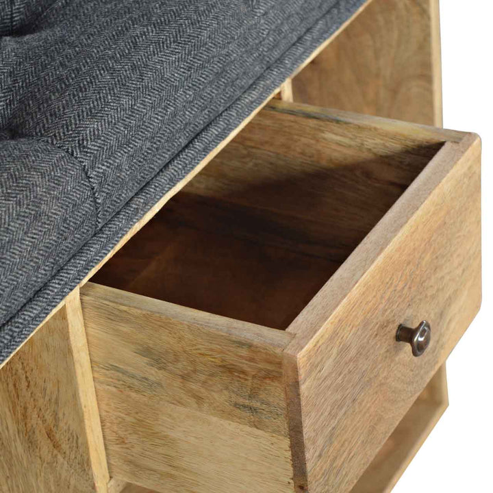 Black Tweed 1 Drawer Bench - Smiddy Furniture