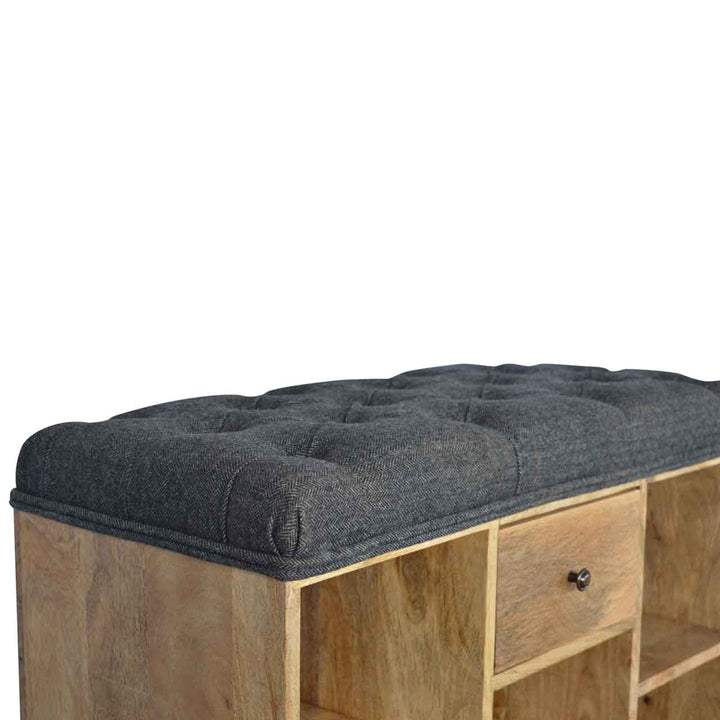 Black Tweed 1 Drawer Bench - Smiddy Furniture