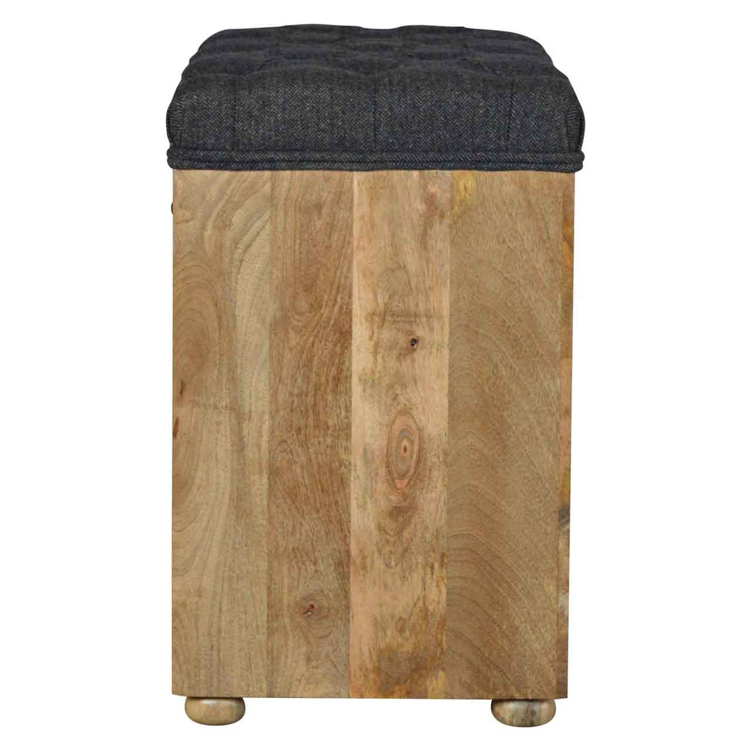 Black Tweed 1 Drawer Bench - Smiddy Furniture
