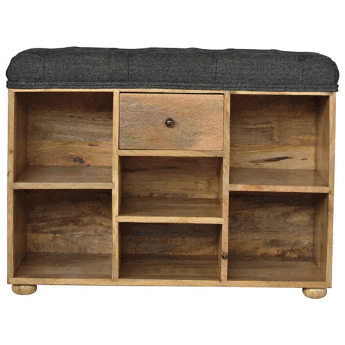 Black Tweed 1 Drawer Bench - Smiddy Furniture
