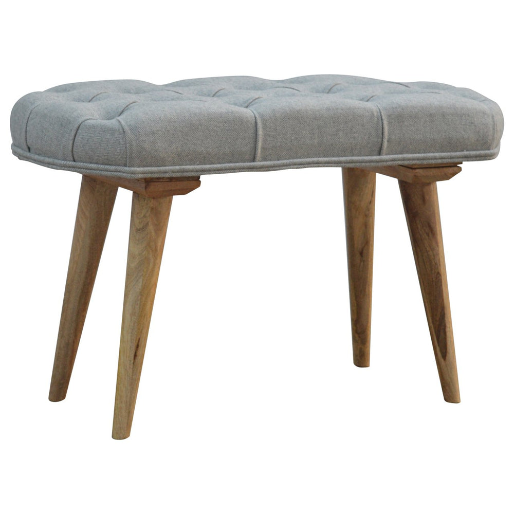 Deep Button Grey Tweed Bench-Smiddy Furniture
