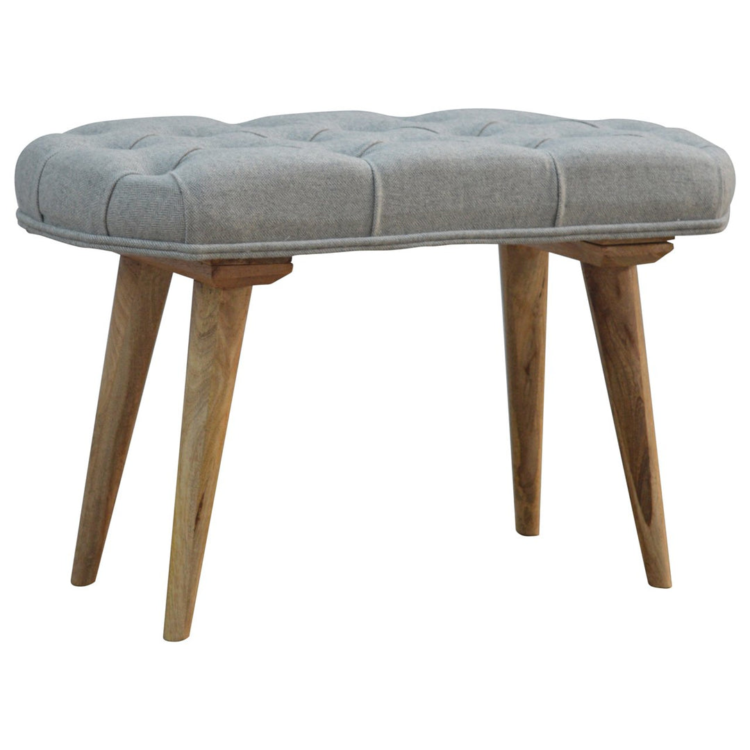 Deep Button Grey Tweed Bench-Smiddy Furniture