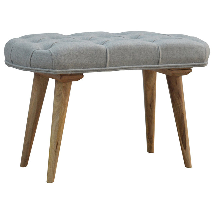 Deep Button Grey Tweed Bench-Smiddy Furniture