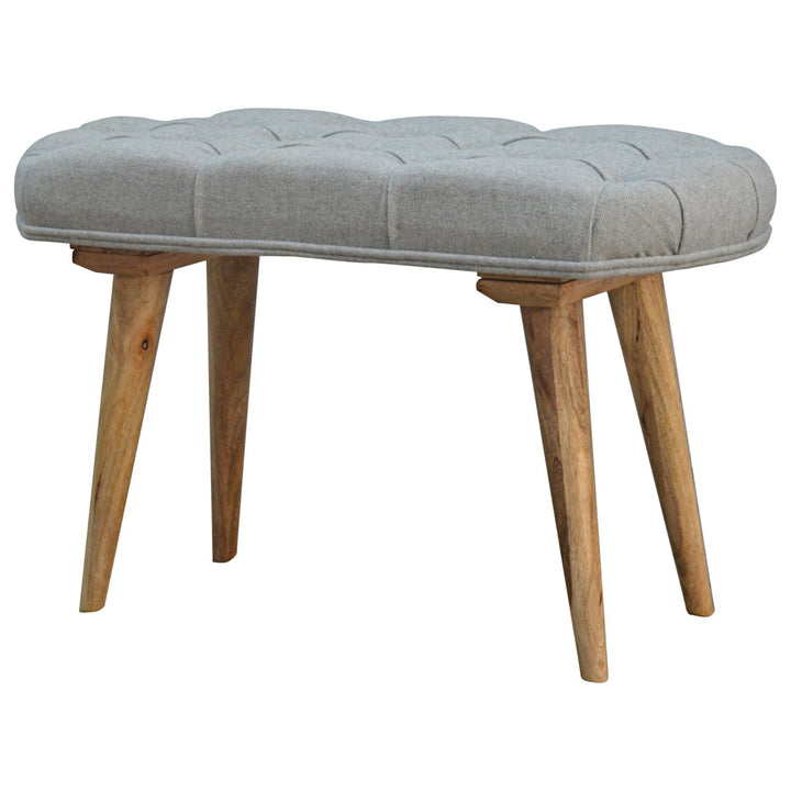 Deep Button Grey Tweed Bench-Smiddy Furniture
