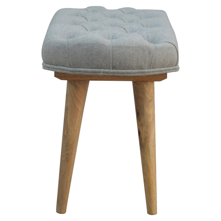 Deep Button Grey Tweed Bench-Smiddy Furniture