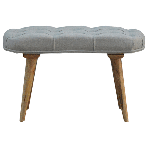 Deep Button Grey Tweed Bench-Smiddy Furniture
