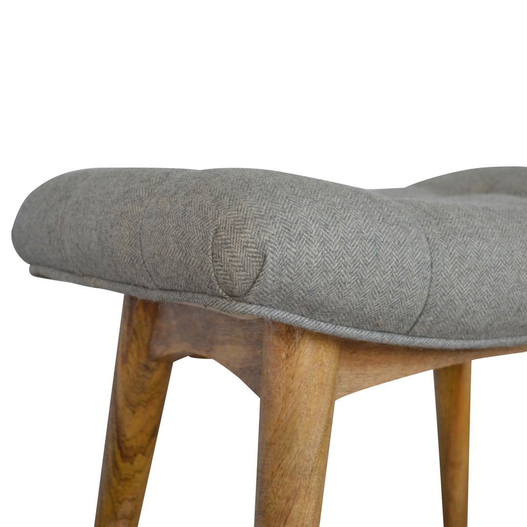 Curved Grey Tweed Bench-Smiddy Furniture