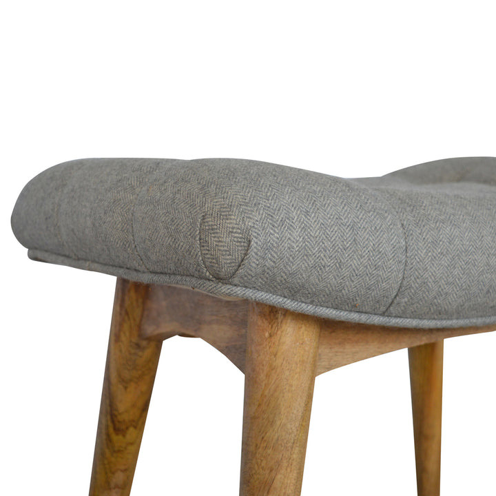 Curved Grey Tweed Bench-Smiddy Furniture