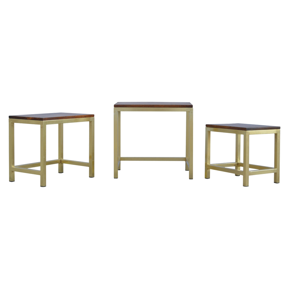 Chunky Gold Stool Set of 3 - Smiddy Furniture