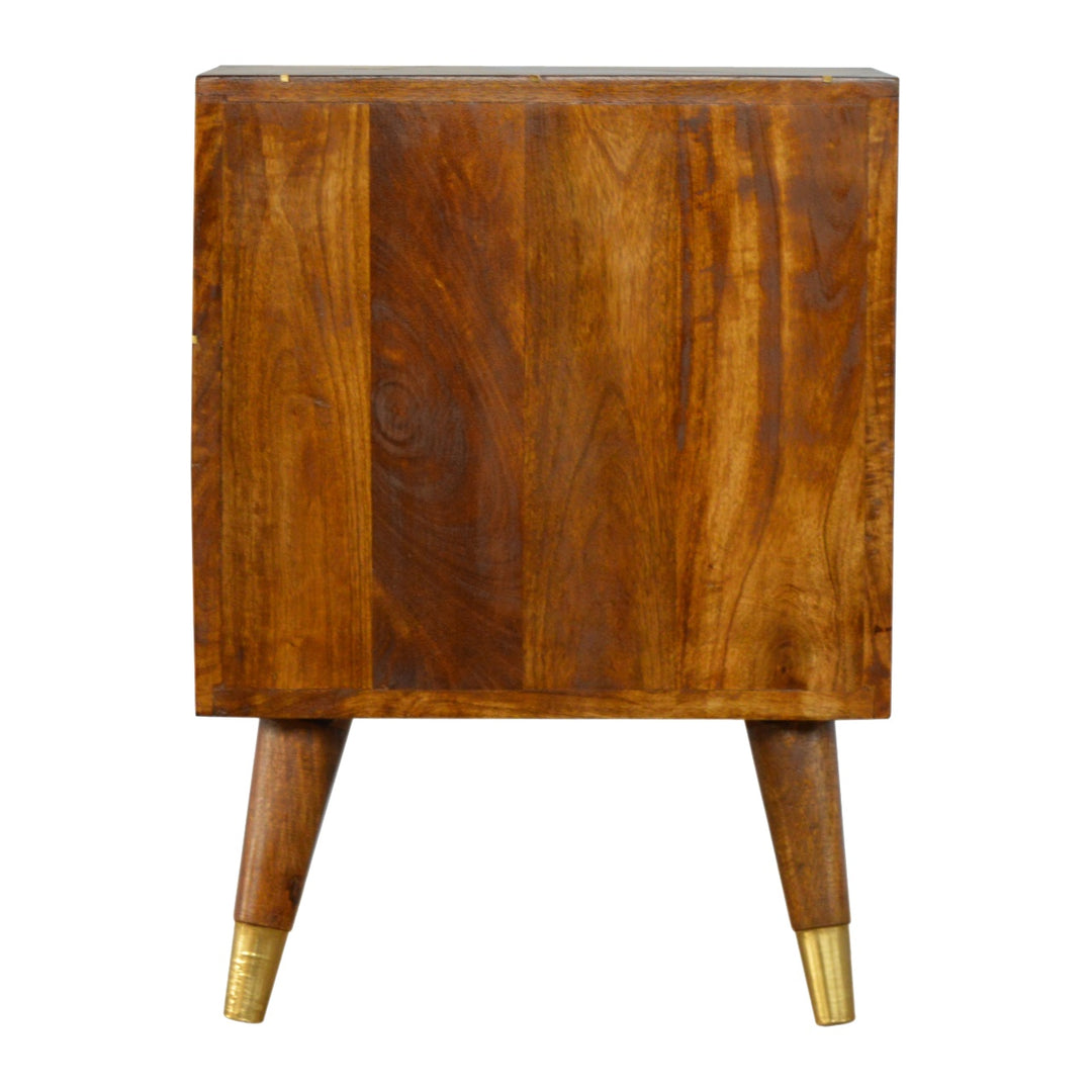 Gold Geometric Chestnut Bedside - Smiddy Furniture