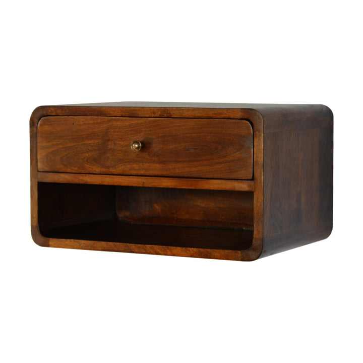 Chestnut Curve Floating Bedside - Smiddy Furniture