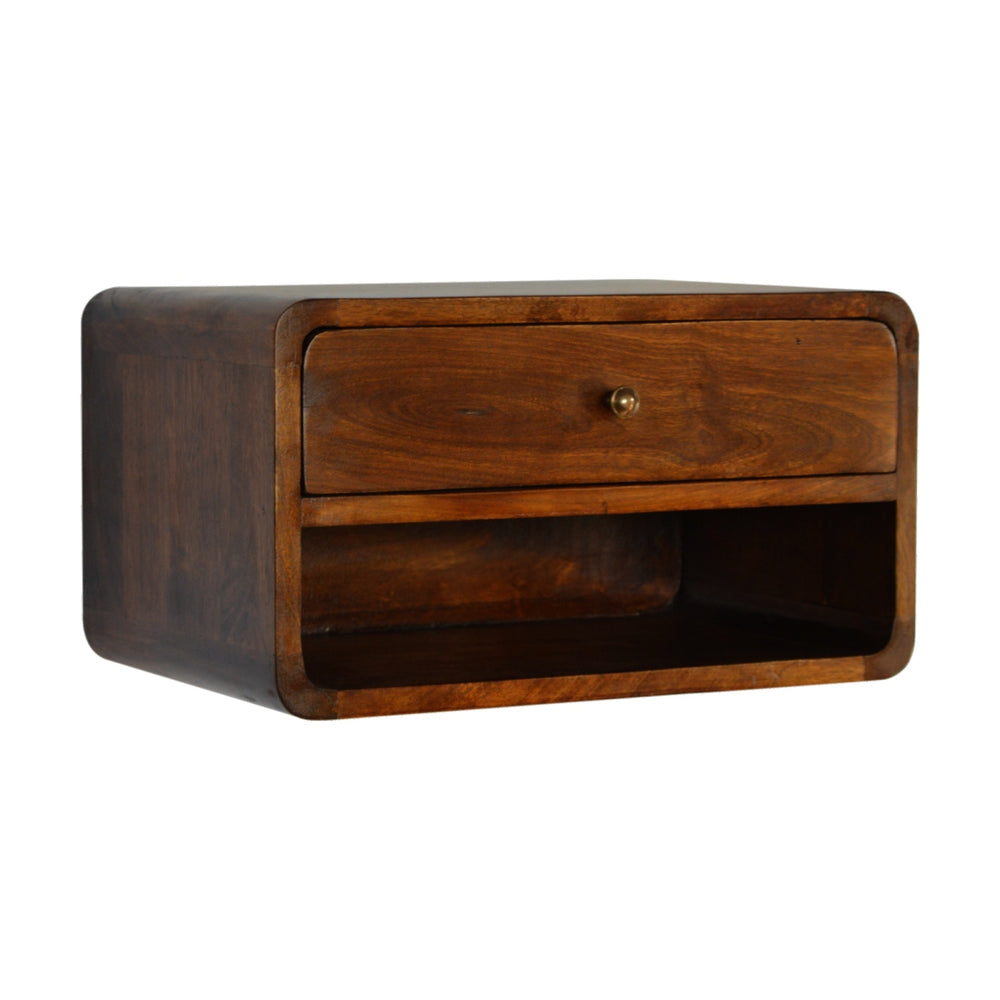 Chestnut Curve Floating Bedside - Smiddy Furniture