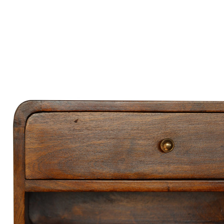 Chestnut Curve Floating Bedside - Smiddy Furniture