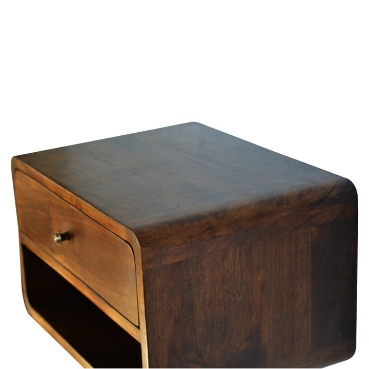 Chestnut Curve Floating Bedside - Smiddy Furniture