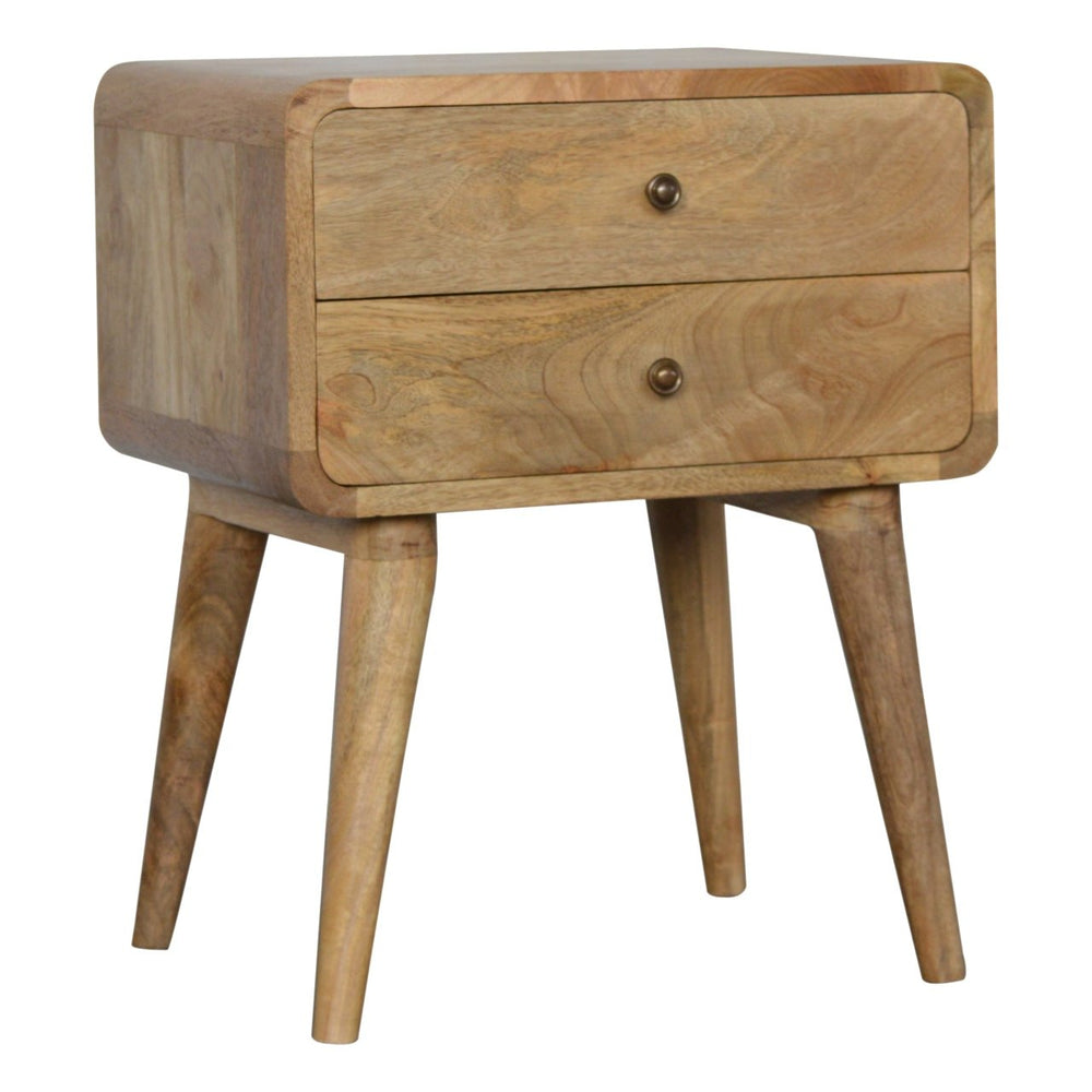 Curved Oak-ish Bedside-Smiddy Furniture