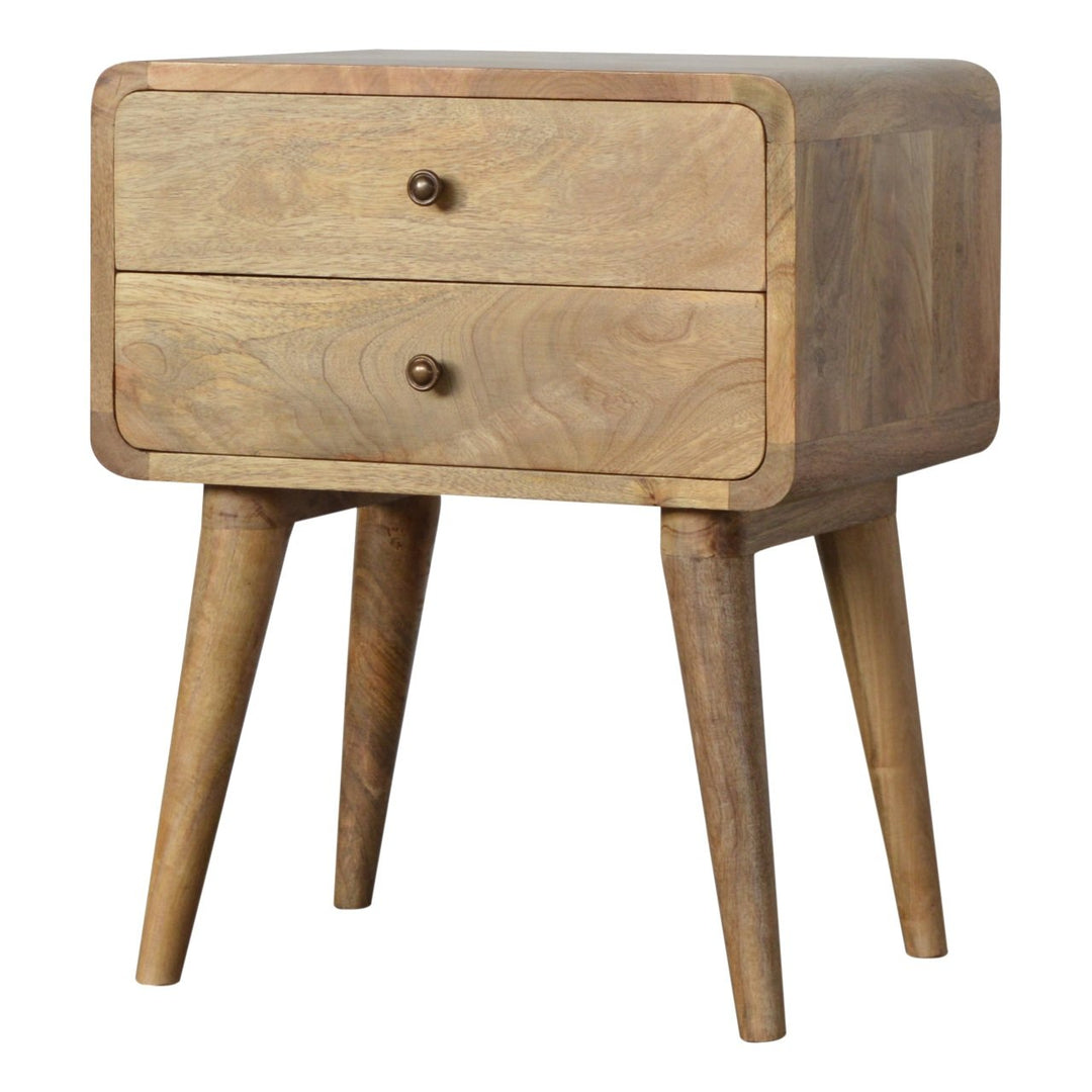 Curved Oak-ish Bedside-Smiddy Furniture