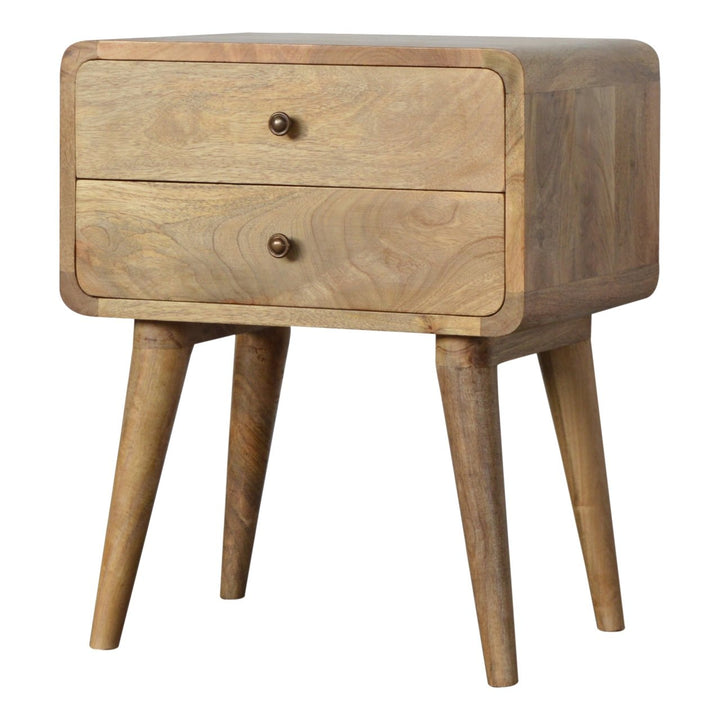 Curved Oak-ish Bedside-Smiddy Furniture