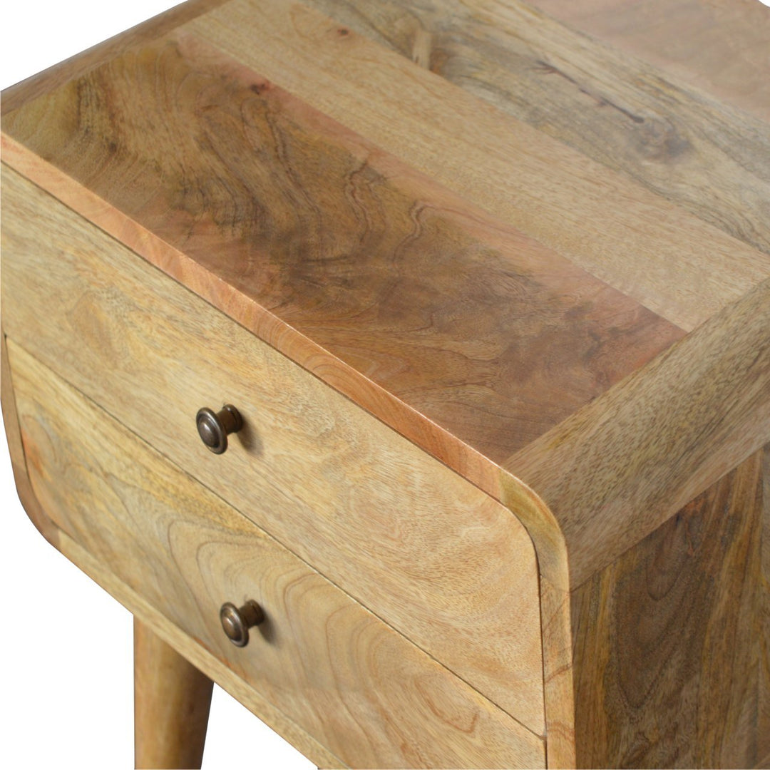 Curved Oak-ish Bedside-Smiddy Furniture