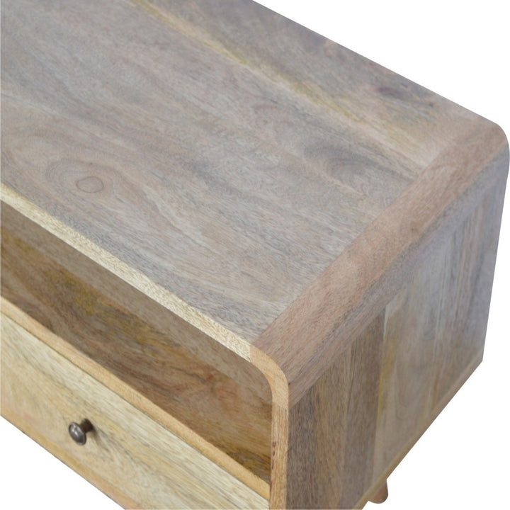Curved Oak-ish Media Unit-Smiddy Furniture