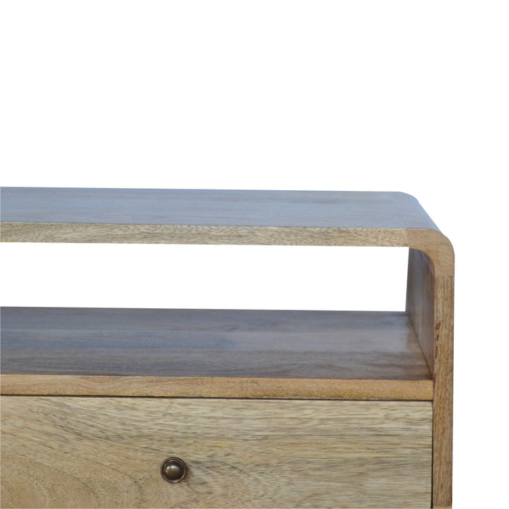 Curved Oak-ish Media Unit-Smiddy Furniture
