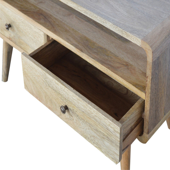 Curved Oak-ish Media Unit-Smiddy Furniture