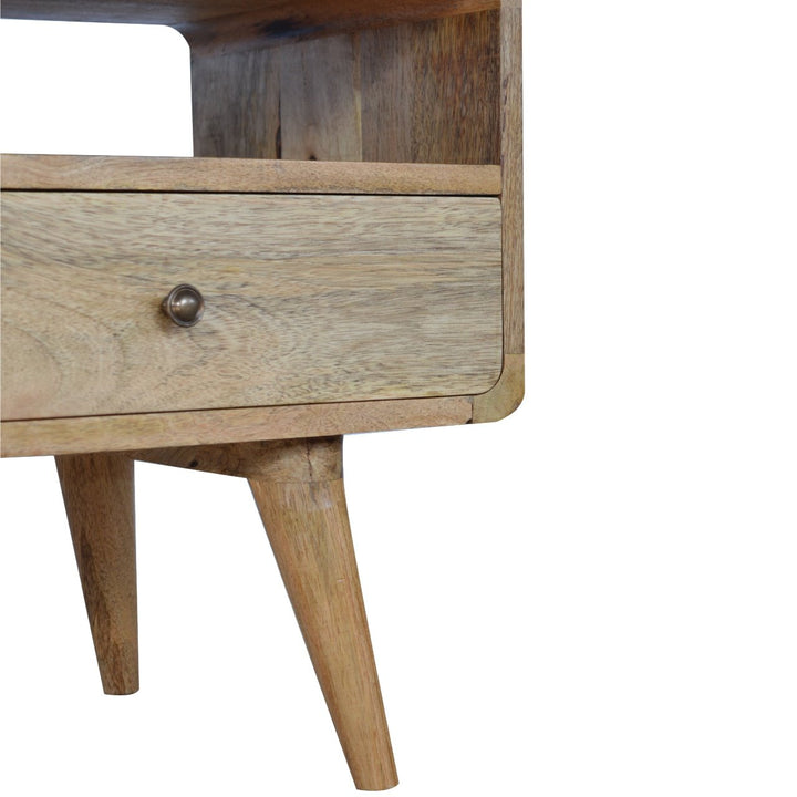 Curved Oak-ish Media Unit-Smiddy Furniture