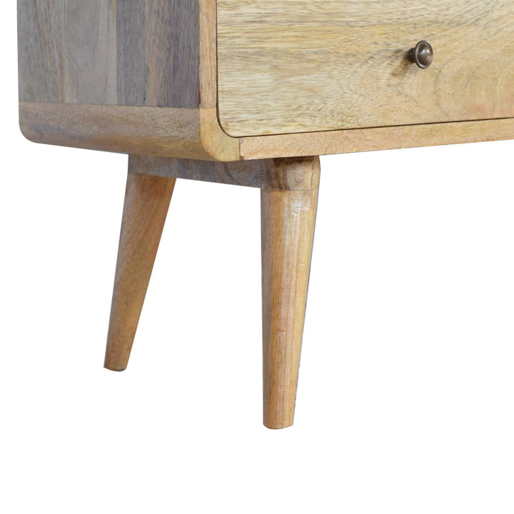 Curved Oak-ish Media Unit-Smiddy Furniture